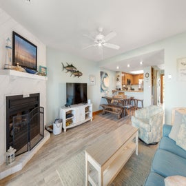 QA2: Slack Tide | Mid Level Living Area - Fireplace Not Available For Guest Use